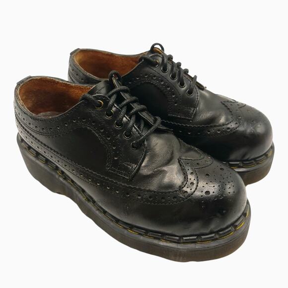 Dr. Martens 90s Vintage Brogue Platform Wingtip Steel Toe Black Womens Size 6 - Picture 2 of 11